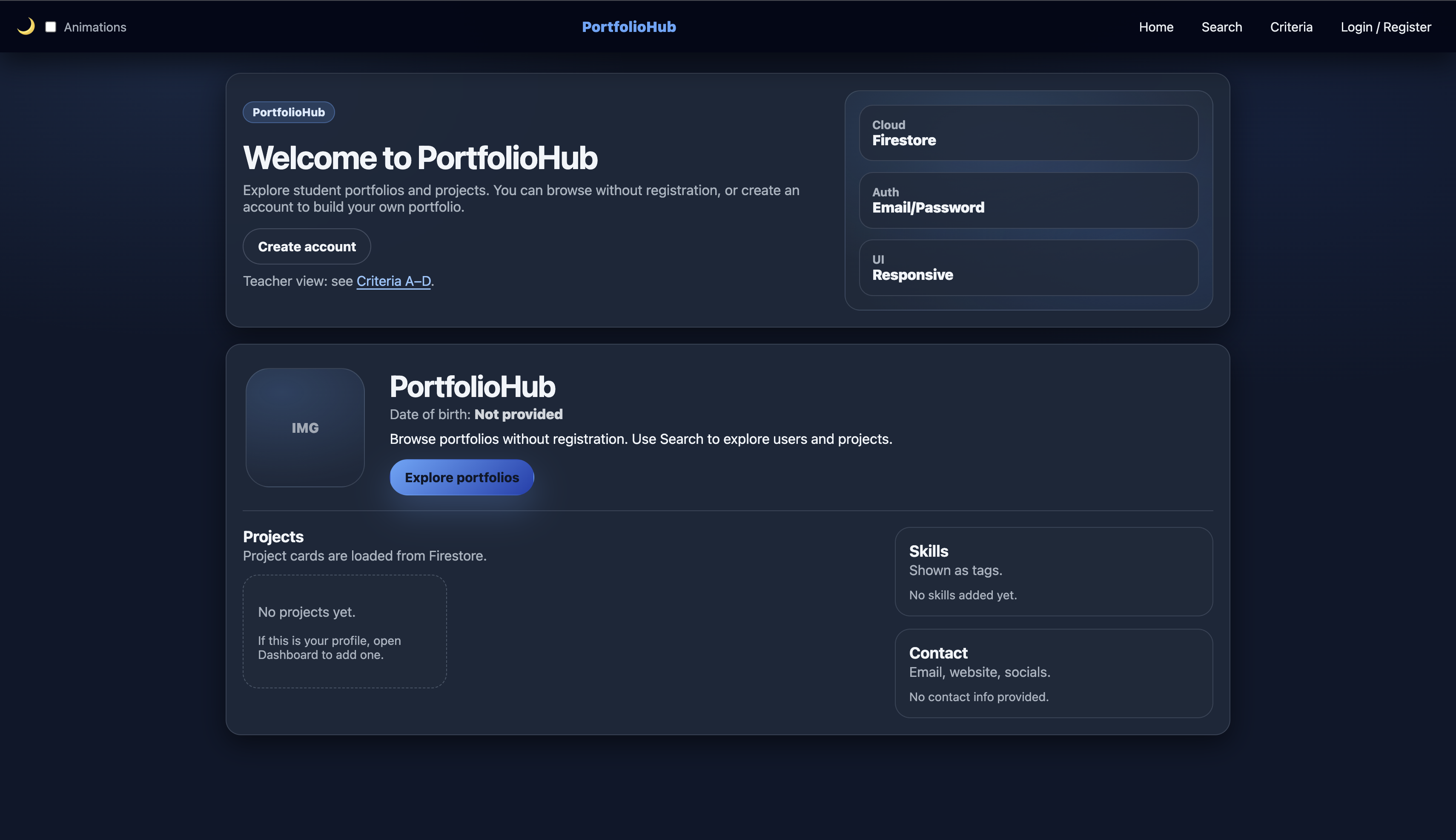 Dark Theme example